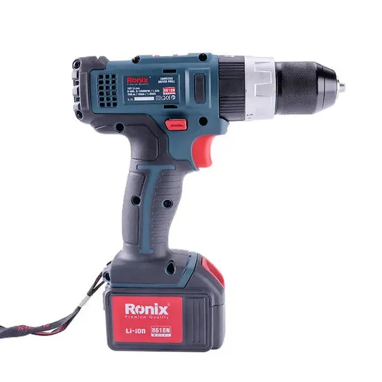 Ronix High Quality Model 8618n Two 18V Li-ion Batteries 10mm Cordless Drill Driver, photo 6 of 6