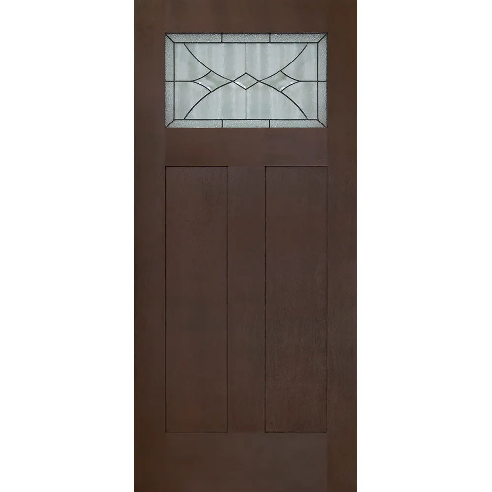 Steves & Sons Regency 36 in. x 80 in. LHOS 4 Lite 1/4 Toplite Clear Glass Ashwood Stain Fir Grain Fiberglass Prehung Front Door, photo 2 of 4