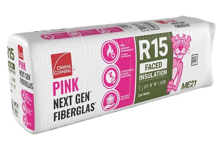 Owens Corning PINK Next Gen Fiberglas Unfaced Batt Insulation, R-11 and R-13, 3-1/2 in. x 16 or 24 in. x 96 in., photo 3 of 4