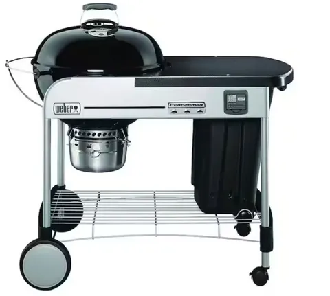 22 in. Performer Premium Charcoal Grill in Black with Built-In Thermometer and Digital Timer