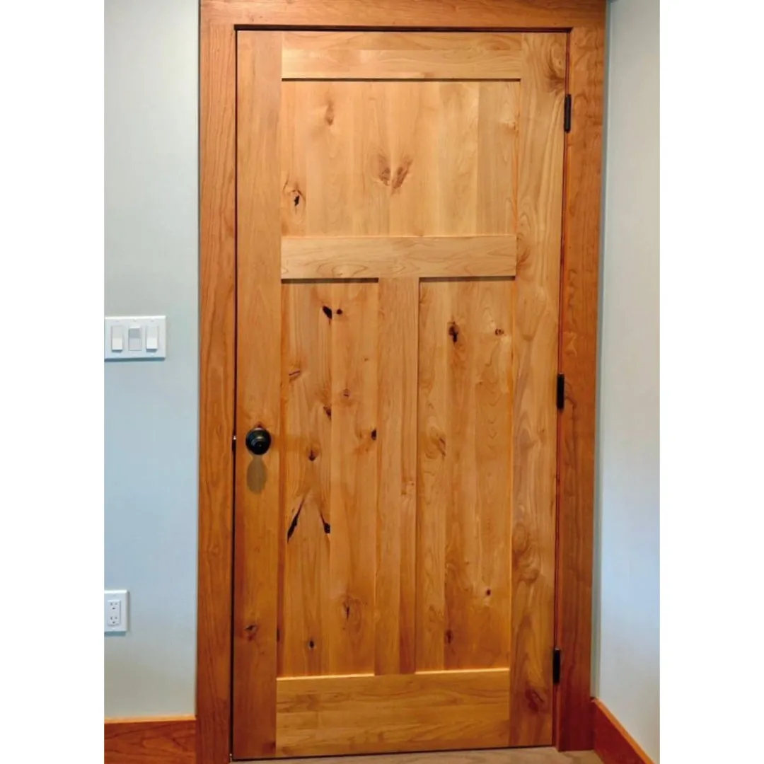 Krosswood Doors 30 in. x 80 in. Krosswood Craftsman 3-Panel Shaker Solid Wood Core Rustic Knotty Alder Interior Door Slab, photo 10 of 14