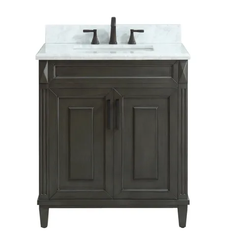 31-in Sterling Bathroom Vanity with Carrara Marble Top
