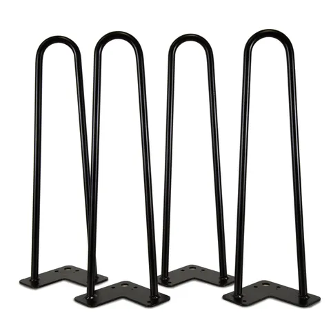 1/2 in. Diameter 16 in. Mid-Century Modern Satin Black Hairpin Table Legs