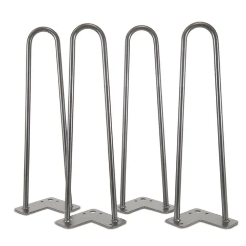 1/2 in. Diameter x 16 in. Mid‑Century Modern Raw Steel Hairpin Table Legs