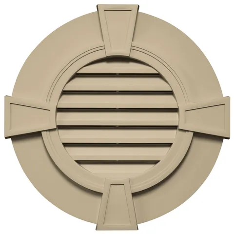 TopShield Round Designer Gable Vent 013 Light Almond 30" with Keystones