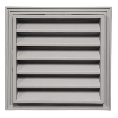 12 × 12 in Vinyl Square Gable Vent with Snap-On Trim Ring