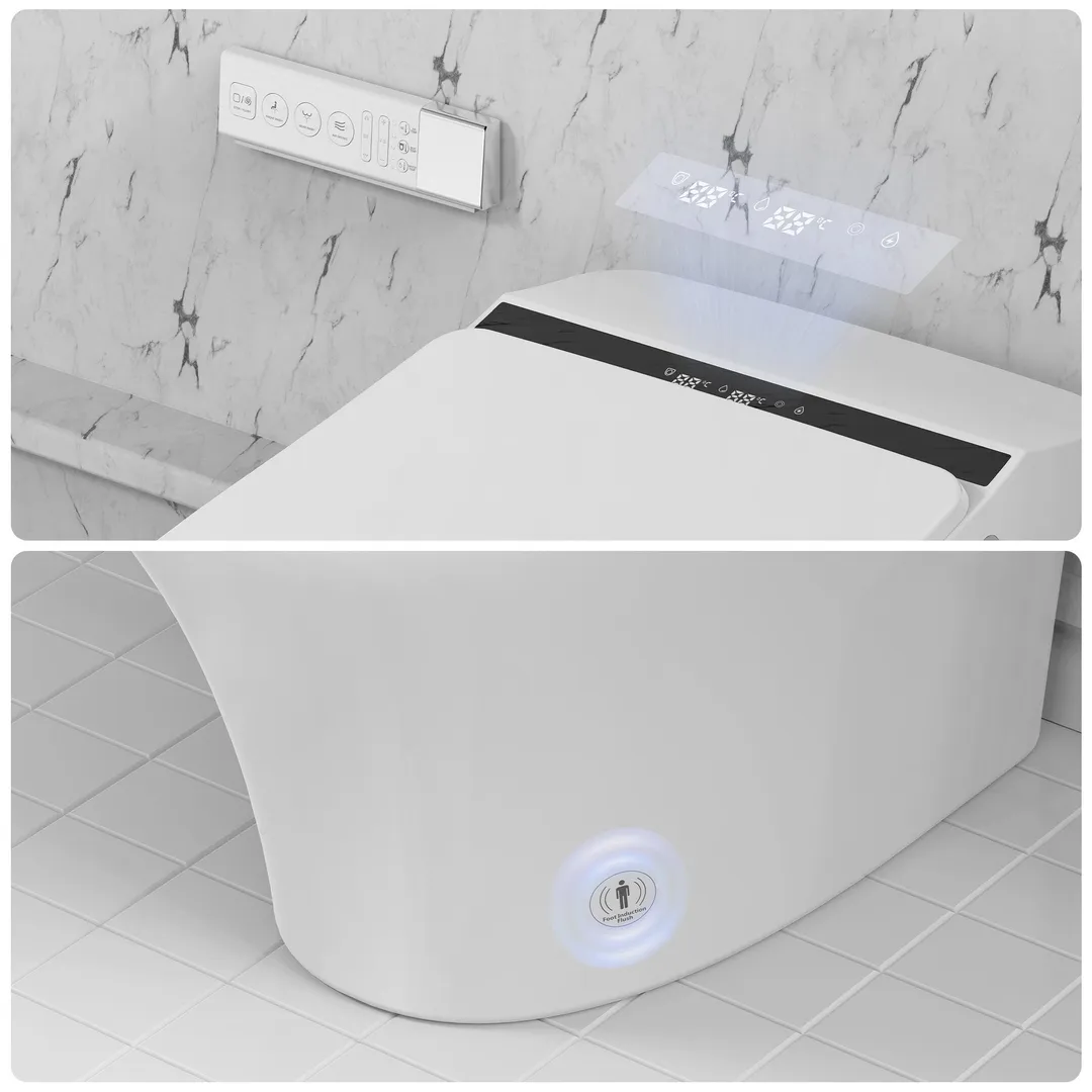 Vanity Art Elongated Smart Toilet Bidet, 1-Piece, 1.28 GPF, White, Auto Flush, Heated Seat, Air Drying, Remote Control, LED Display, photo 6 of 8