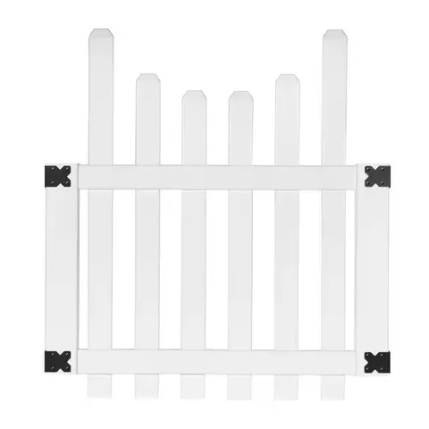 3-1/2 ft wide · 4 ft high White Vinyl Glendale Scalloped Top Spaced Picket Fence Gate with 3 in. Dog Ear Pickets