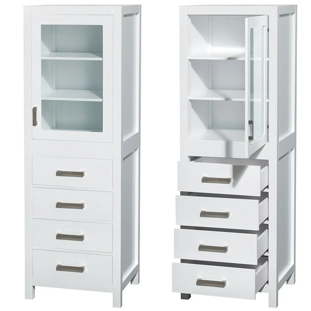 Wyndham Collection Sheffield 80-in White Double Sink Bathroom Vanity with White Carrera Natural Marble Top, photo 6 of 10