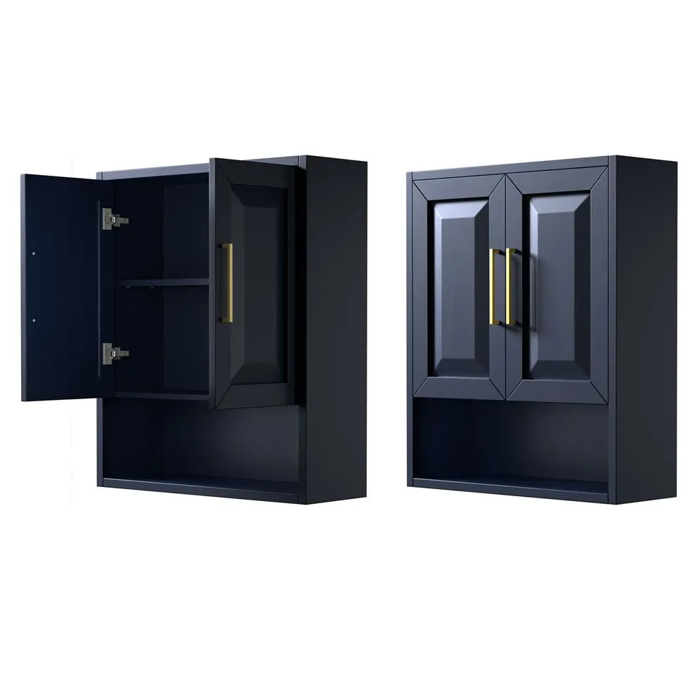 Wyndham Collection Daria 25"W x 9"D Dark Blue Over-the-Toilet Wall Storage Cabinet, photo 4 of 6
