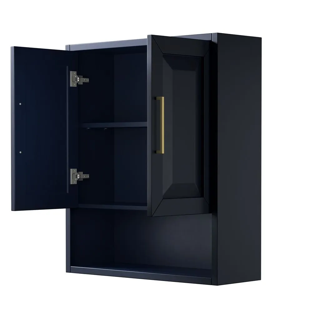 Wyndham Collection Daria 25"W x 9"D Dark Blue Over-the-Toilet Wall Storage Cabinet, photo 3 of 6