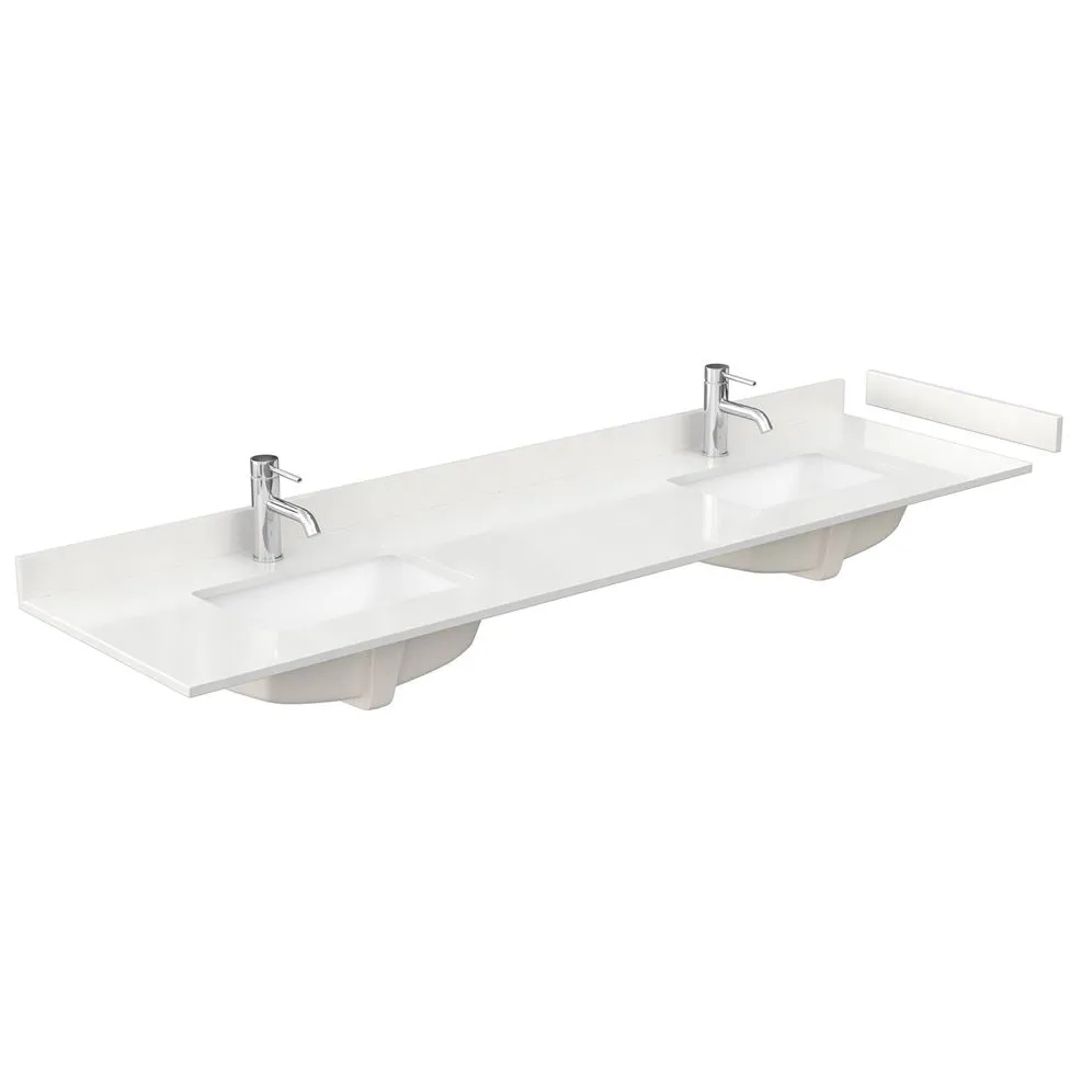 Wyndham Collection Sheffield 80-in White Double Sink Bathroom Vanity with White Carrera Natural Marble Top, photo 7 of 10