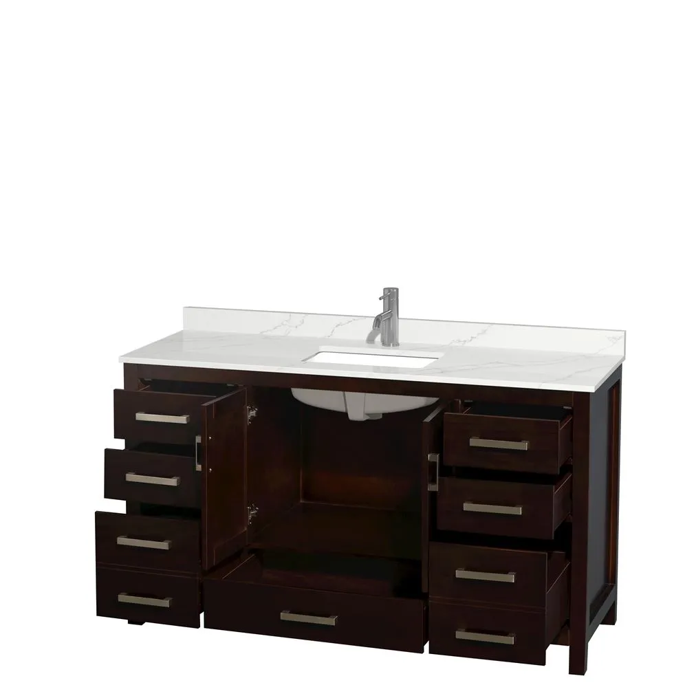 Wyndham Collection Sheffield 60-in Espresso Single Sink Bathroom Vanity with Ivory Natural Marble Top, photo 10 of 10