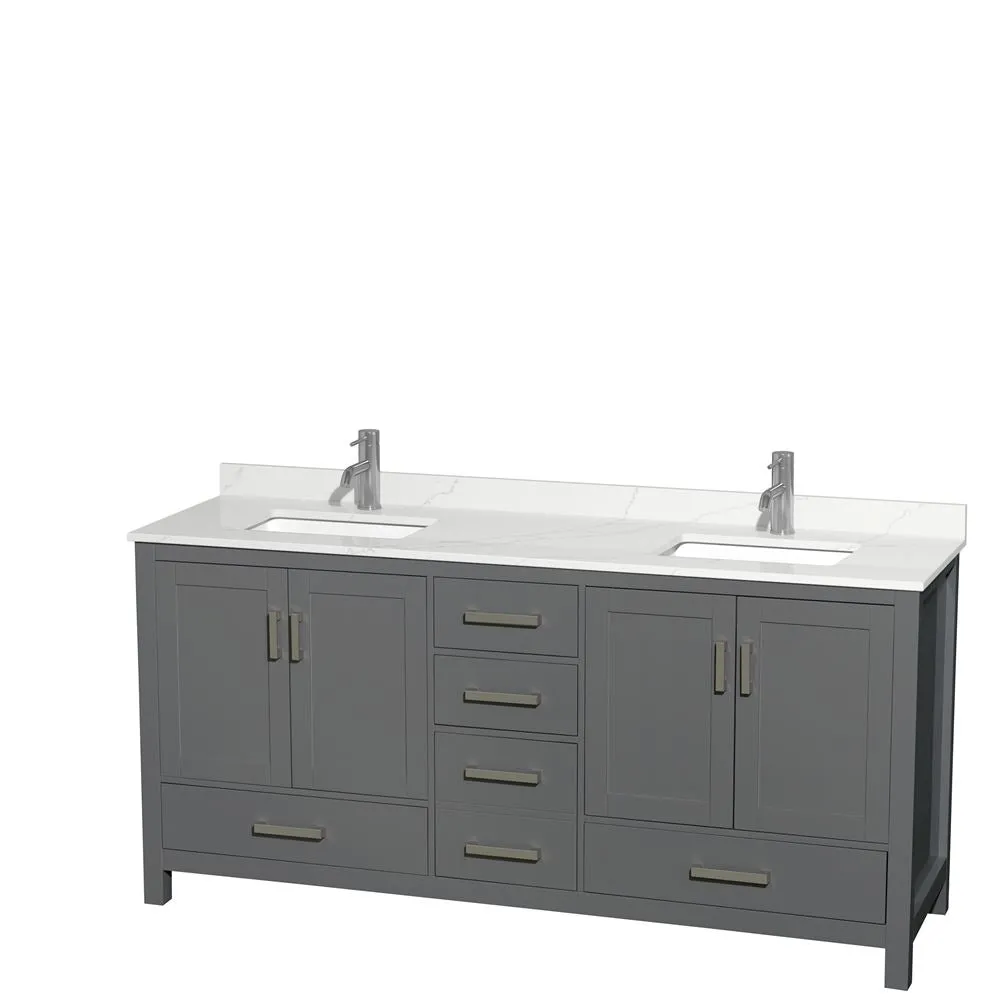 Wyndham Collection Sheffield 70.75-in Dark Gray Double Bathroom Vanity Cabinet with Mirrors, photo 6 of 8