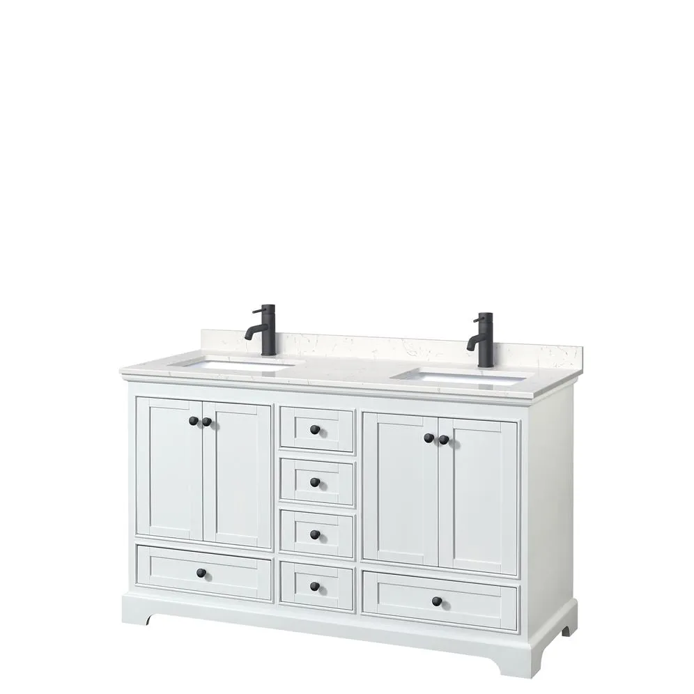 Wyndham Collection Deborah 60-in White Double Sink Bathroom Vanity with White Carrara Natural Marble Top, photo 7 of 7