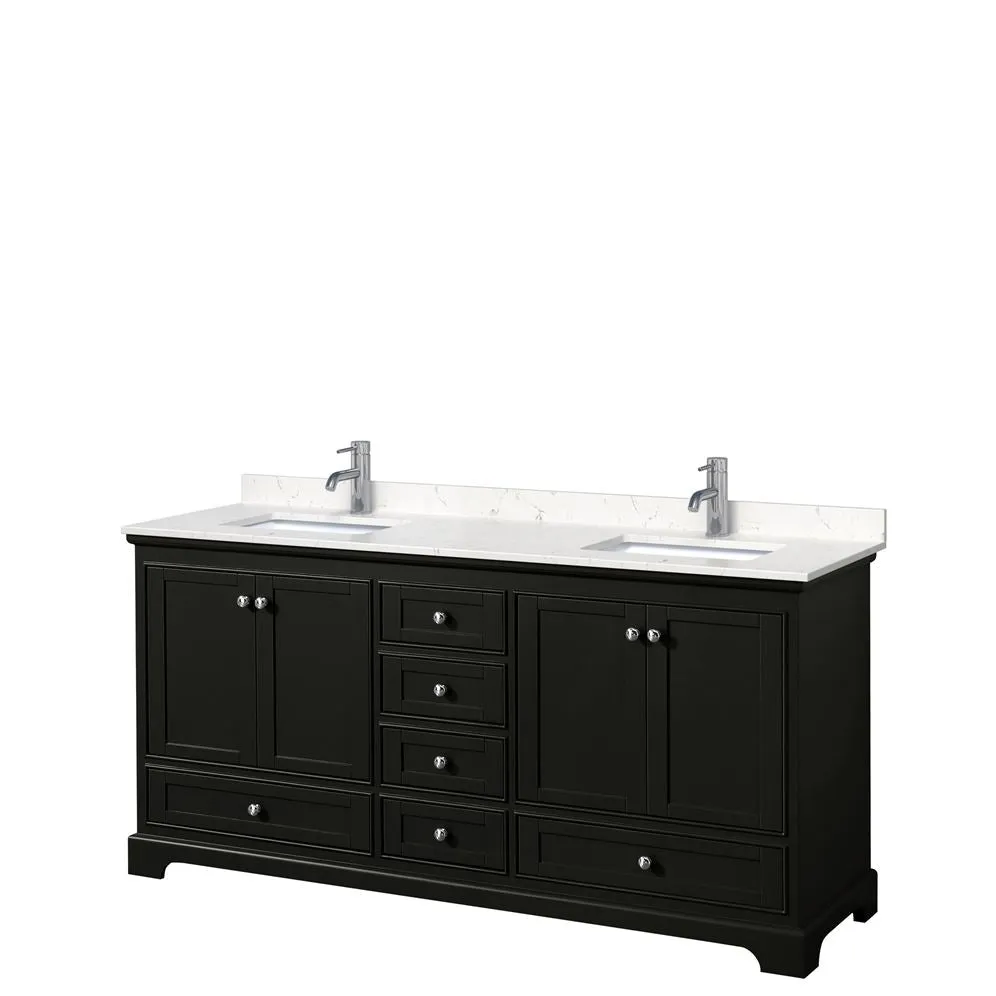 Wyndham Collection Deborah 72-in Dark Espresso Double Sink Bathroom Vanity with White Carrara Marble Top, photo 9 of 9