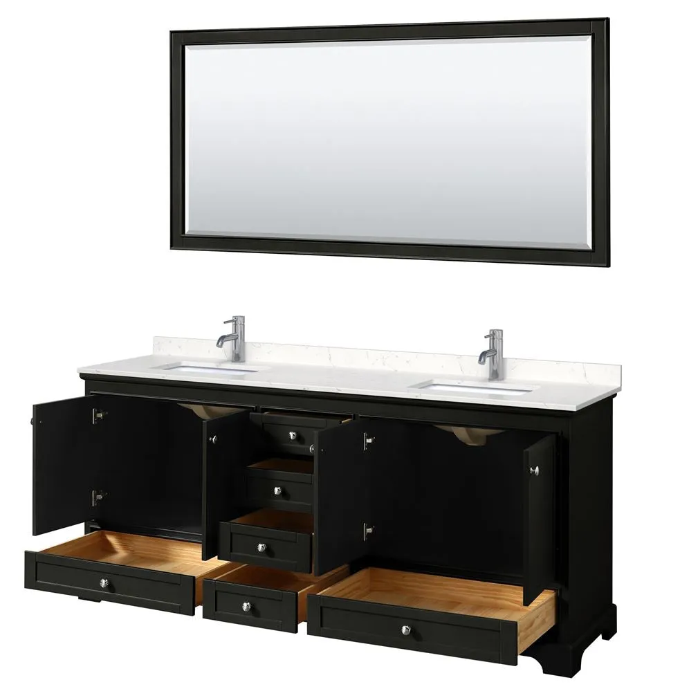 Wyndham Collection Deborah 80-in Dark Espresso Bathroom Vanity Cabinet with Mirrors, photo 5 of 8