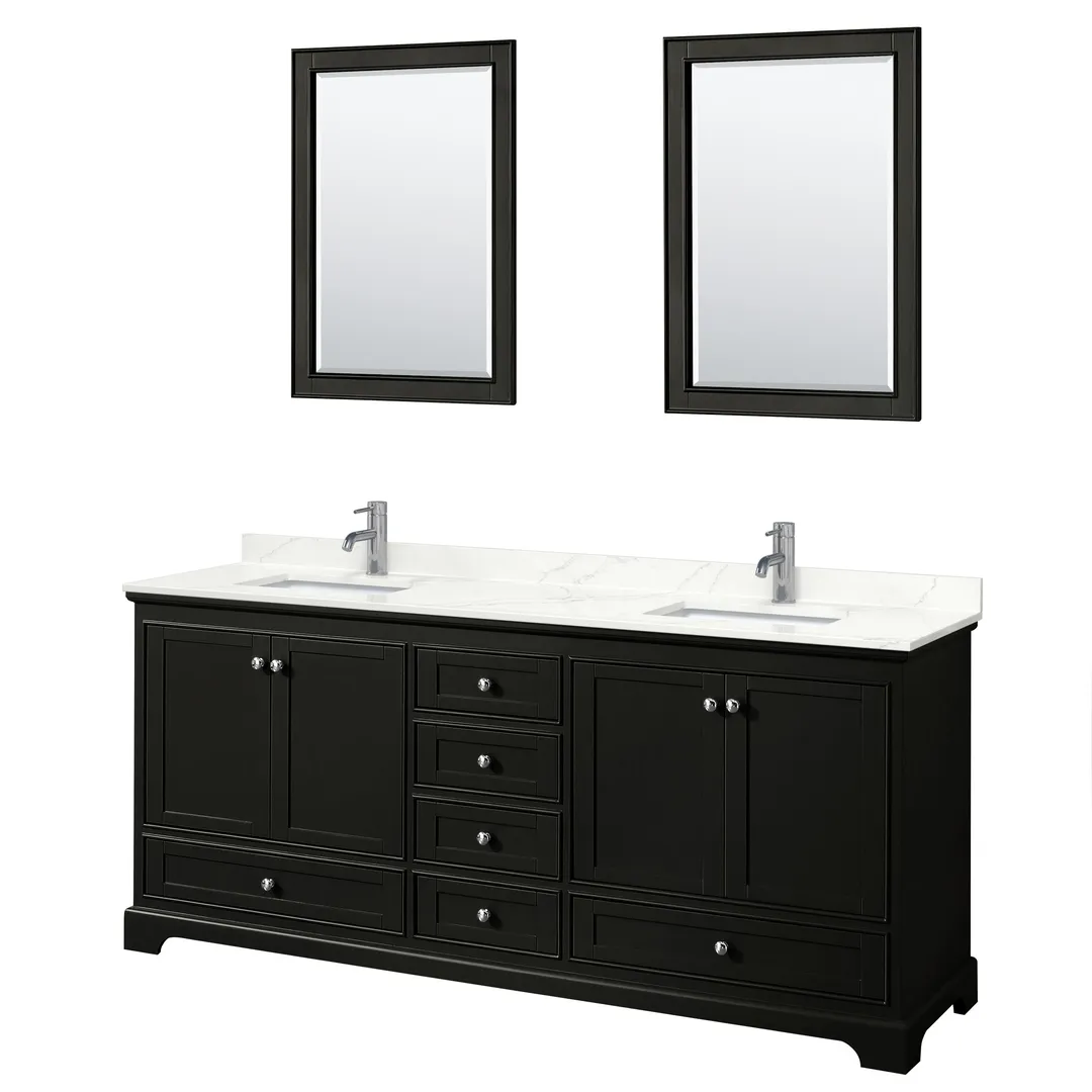 Wyndham Collection Deborah 80-in Dark Espresso Bathroom Vanity Cabinet with Mirrors, photo 2 of 8