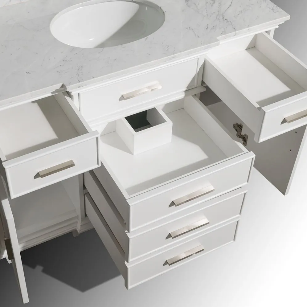 Wyndham Collection Berkeley 48-in White Bathroom Vanity Cabinet with Mirror, photo 6 of 9