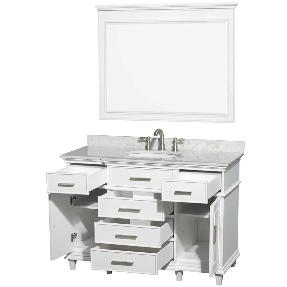 Wyndham Collection Berkeley 48-in White Bathroom Vanity Cabinet with Mirror, photo 5 of 9