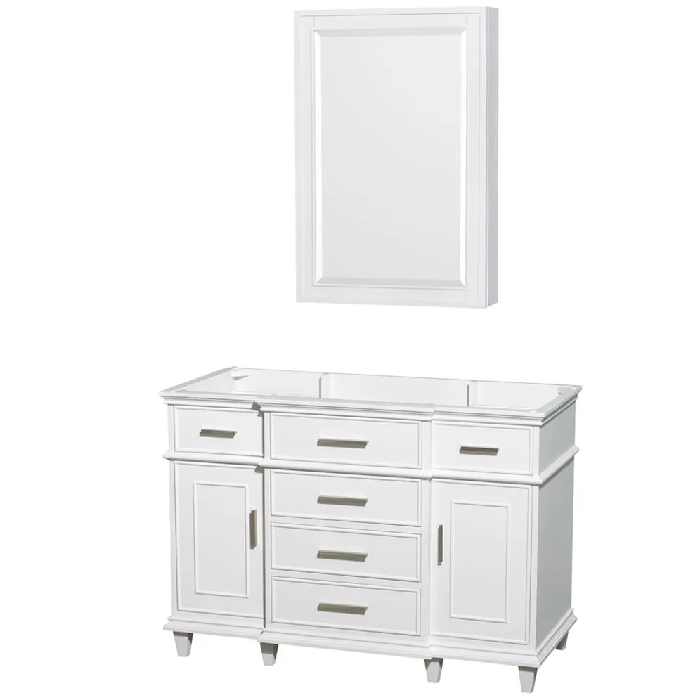 Wyndham Collection Berkeley 48-in White Bathroom Vanity Cabinet with Mirror, photo 3 of 9