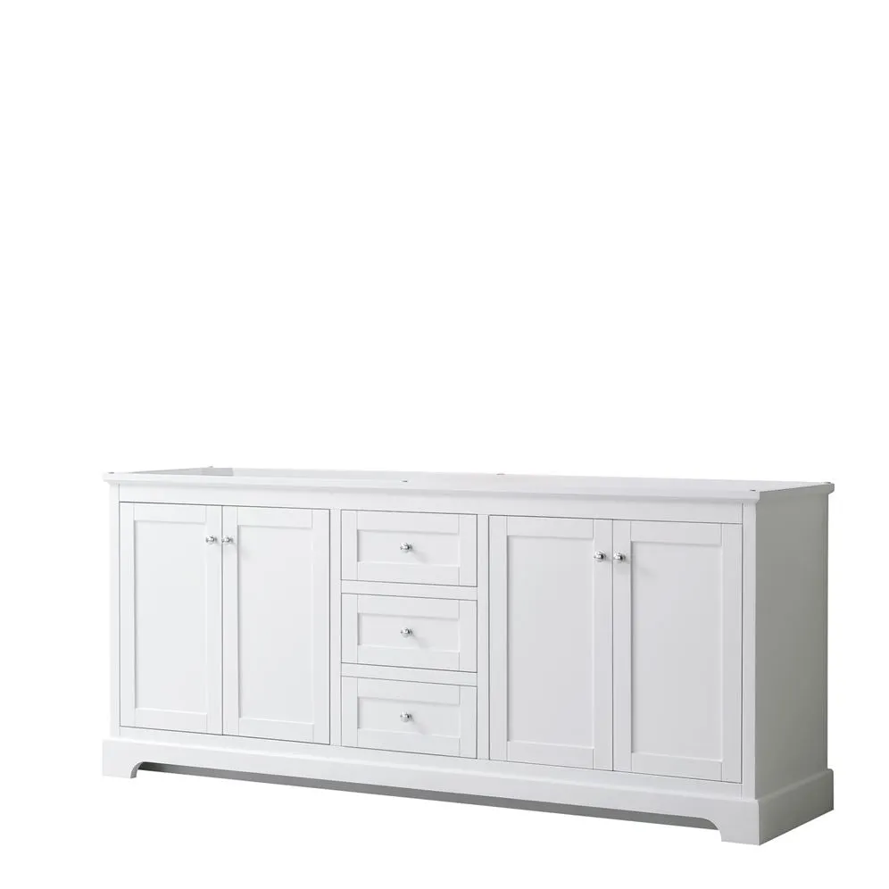 Wyndham Collection Avery 80-in White Double Sink Bathroom Vanity with White Carrara Marble Top, Mirror Included, photo 8 of 9