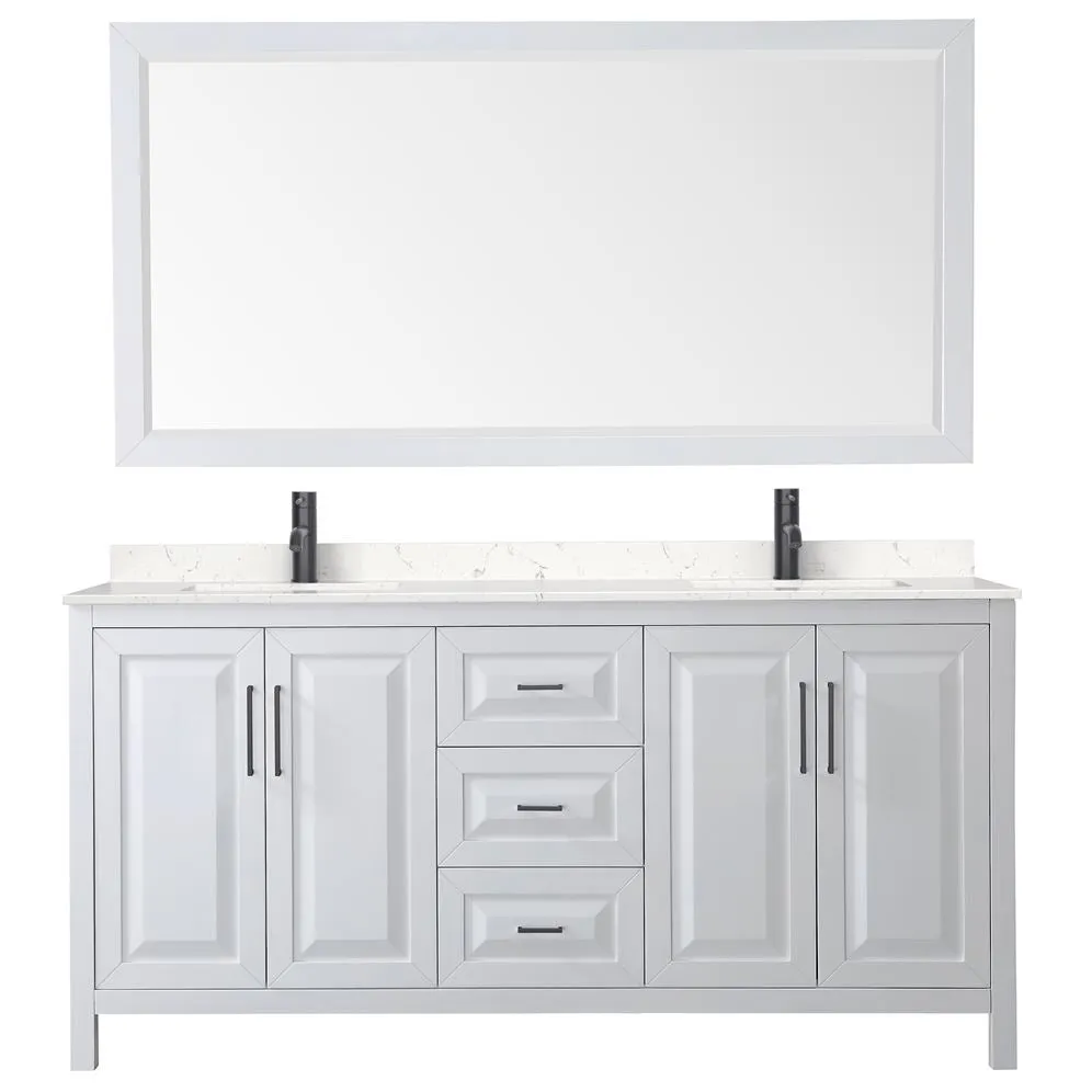 Wyndham Collection Daria 72-in Dark Espresso Double Sink Bathroom Vanity with White Carrara Marble Top, Mirror Included, photo 6 of 8