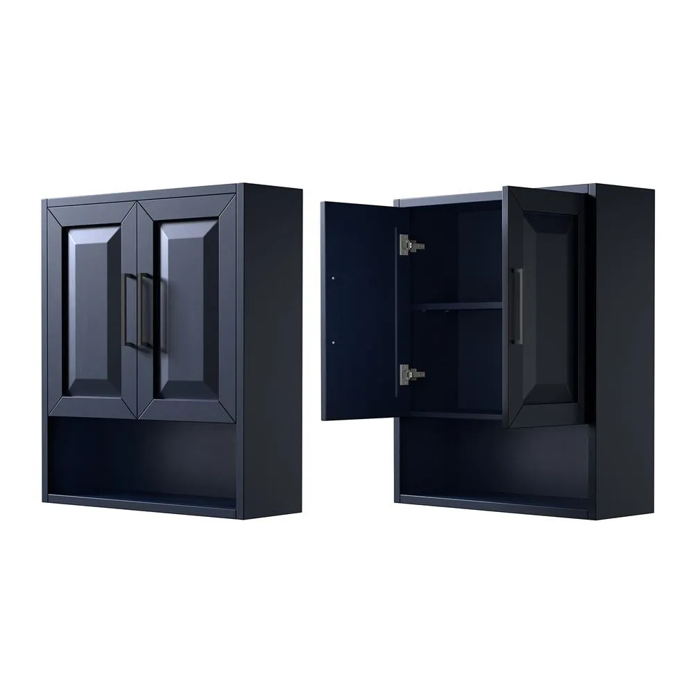 Wyndham Collection Daria 25"W x 9"D Dark Blue Over-the-Toilet Wall Storage Cabinet, photo 5 of 6