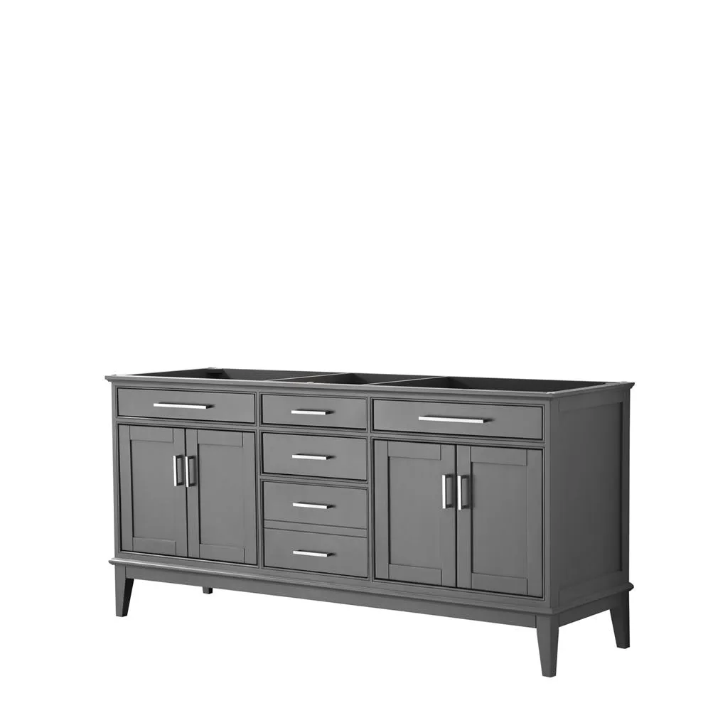 Wyndham Collection Margate 72-in Dark Gray Double Sink Bathroom Vanity with White Carrara Marble Top (Mirror Included), photo 3 of 9