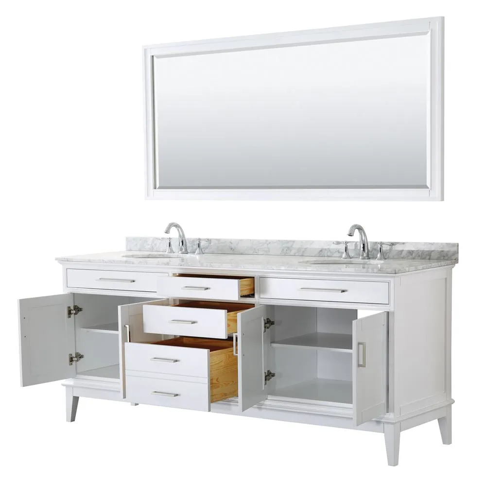 Wyndham Collection Margate 80-in White Double Sink Bathroom Vanity with White Marble Top, photo 5 of 6