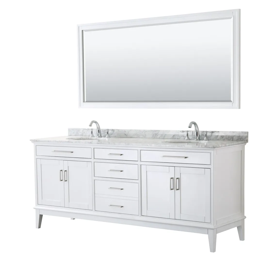 Wyndham Collection Margate 80-in White Double Sink Bathroom Vanity with White Marble Top, photo 2 of 6