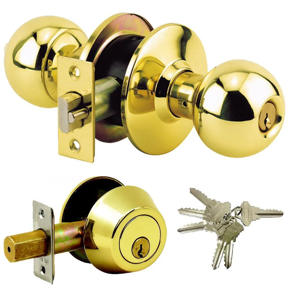 Stainless Steel Grade 3 Combo Lock Set with Entry Door Knob and Deadbolt, 6 SC1 Keys, photo 3 of 3