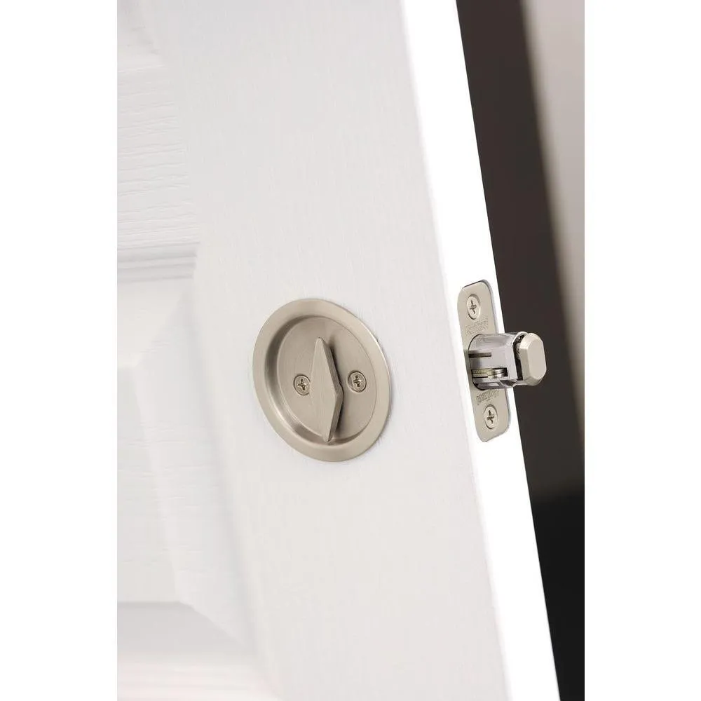 Kwikset Round Satin Nickel Bed/Bath Pocket Door Lock, photo 8 of 13