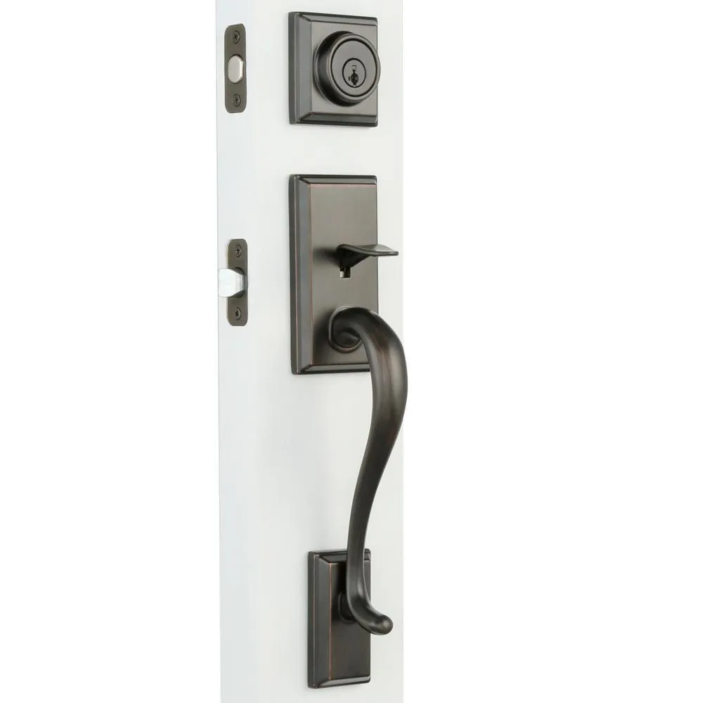 Hawthorne Venetian Bronze Single Cylinder Door Handleset with Juno Door Knob Featuring SmartKey Security, photo 5 of 14
