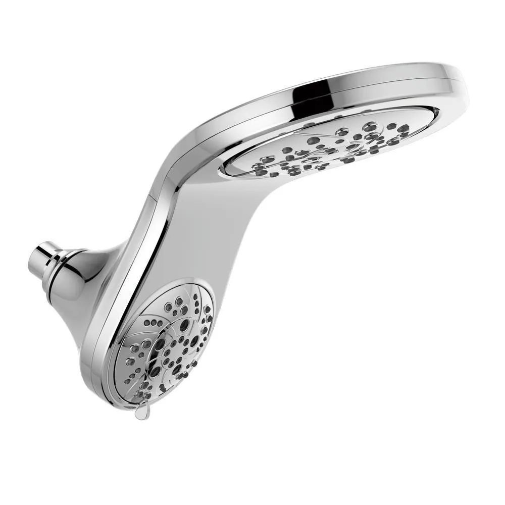 HydroRain Two-in-One 5-Spray 6 in. Double Wall Mount Fixed H2Okinetic Shower Head in Matte Black, photo 4 of 6