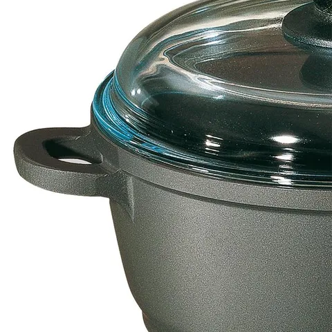 Tradition 4.5 qt. Round Cast Aluminum Nonstick Dutch Oven in Gray with Glass Lid