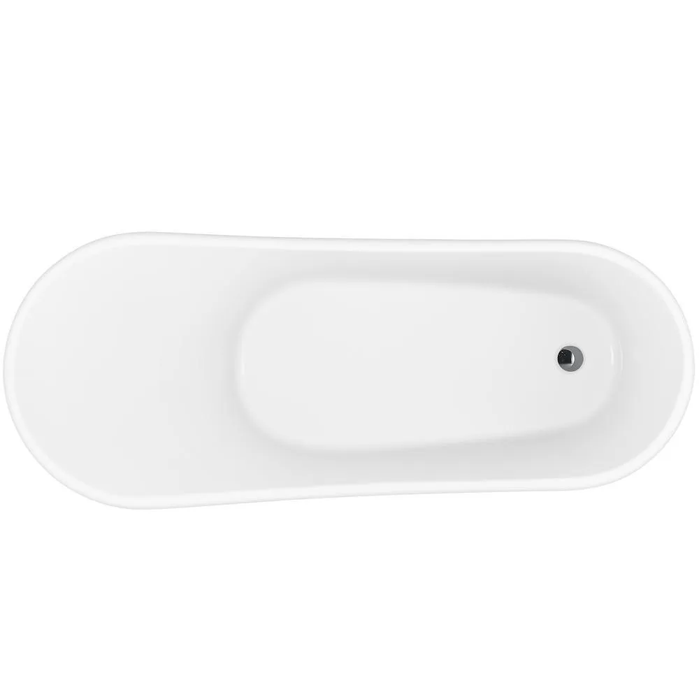 63.6 in. Acrylic Reversible Drain Oval Slipper Flatbottom Freestanding Bathtub in Black and White, photo 4 of 9