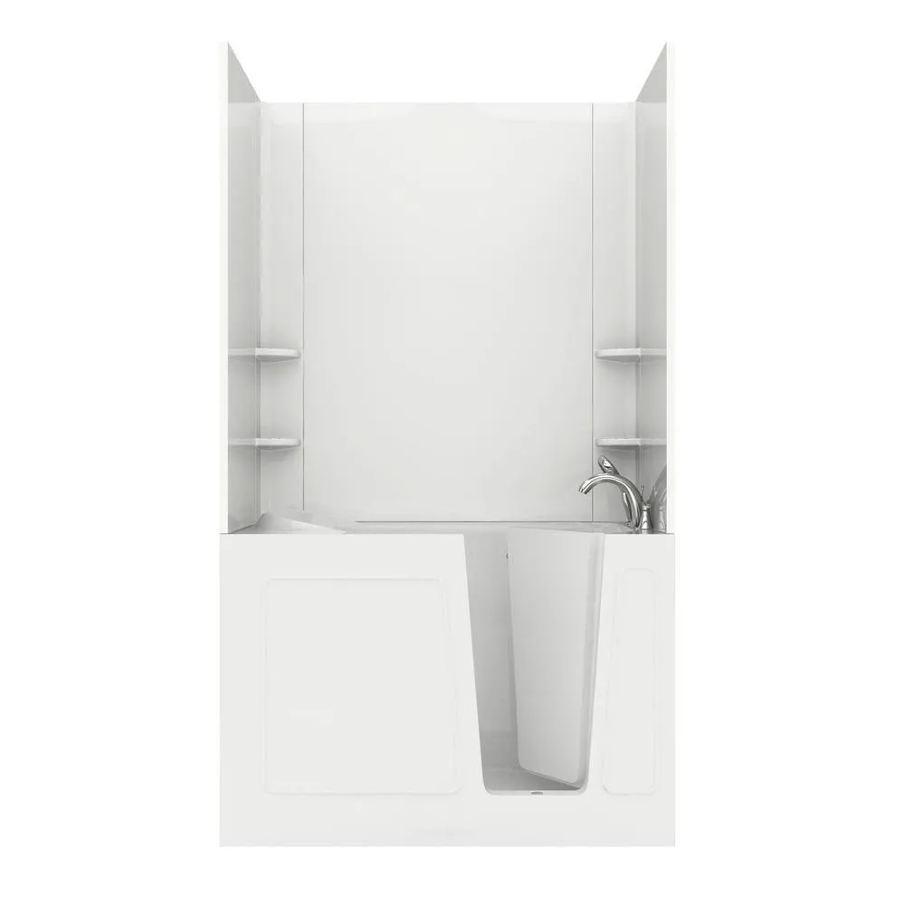 Universal Tubs Rampart Nova Heated 5 ft. Walk-in Whirlpool and Air Bathtub with Flat Easy Up Adhesive Wall Surround in White, photo 20 of 29