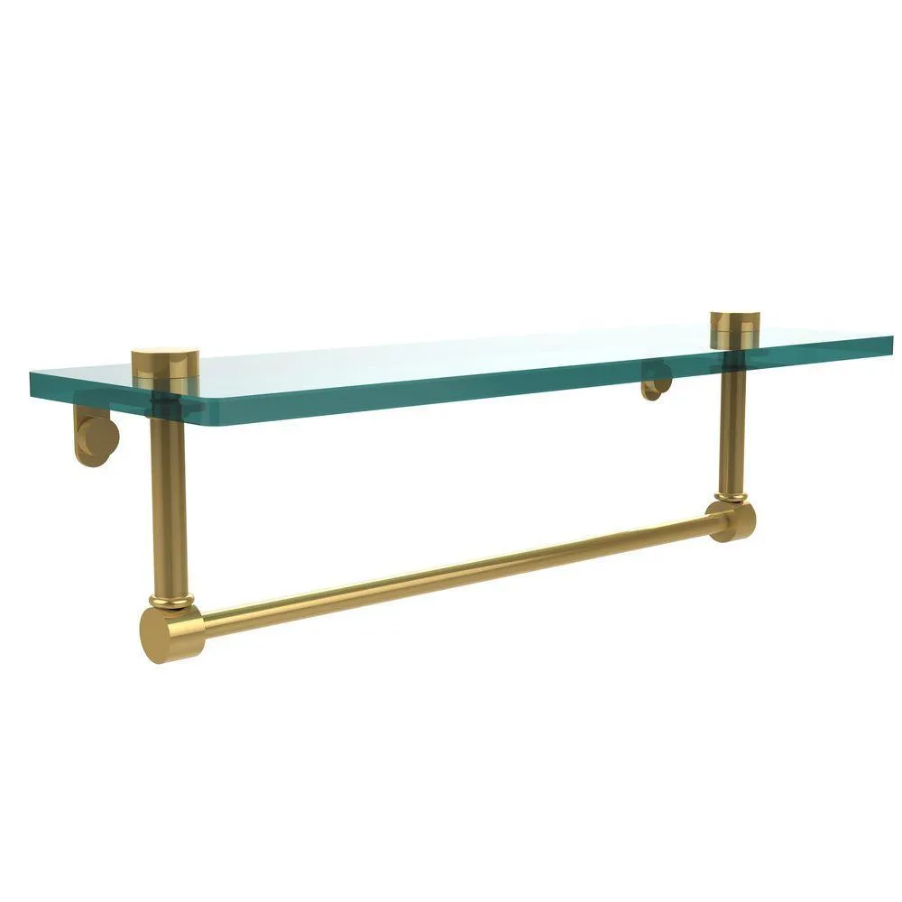 Allied Brass 16 in. L x 5 in. H x 5 in. W Clear Glass Vanity Bathroom Shelf with Towel Bar in Satin Nickel, photo 10 of 14