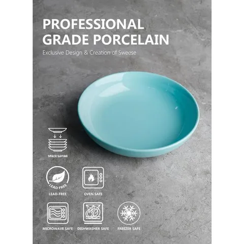 Porcelain Salad Pasta Bowls 22 Ounce, Set of 6, Cool Assorted Colors