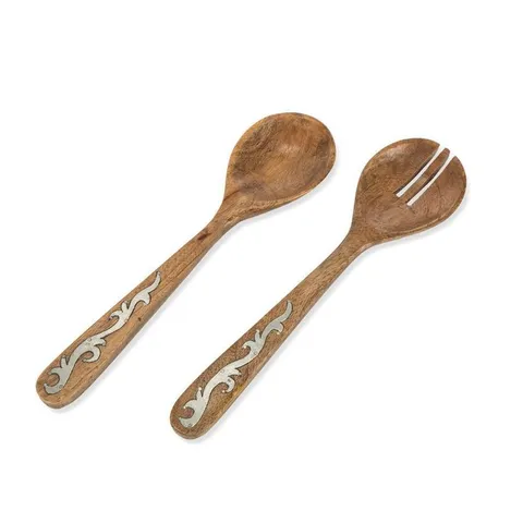 Wood Inlay 2pc Set Utensils