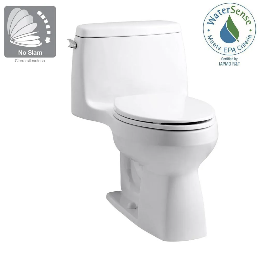 Santa Rosa Comfort Height 1-Piece 1.28 GPF Single Flush Compact Elongated Toilet with AquaPiston Flush in White, photo 2 of 21