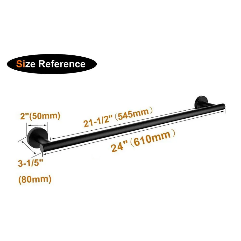 ruiling 24 in. Wall mount Towel Bar in Stainless Steel Matte Black, photo 8 of 11