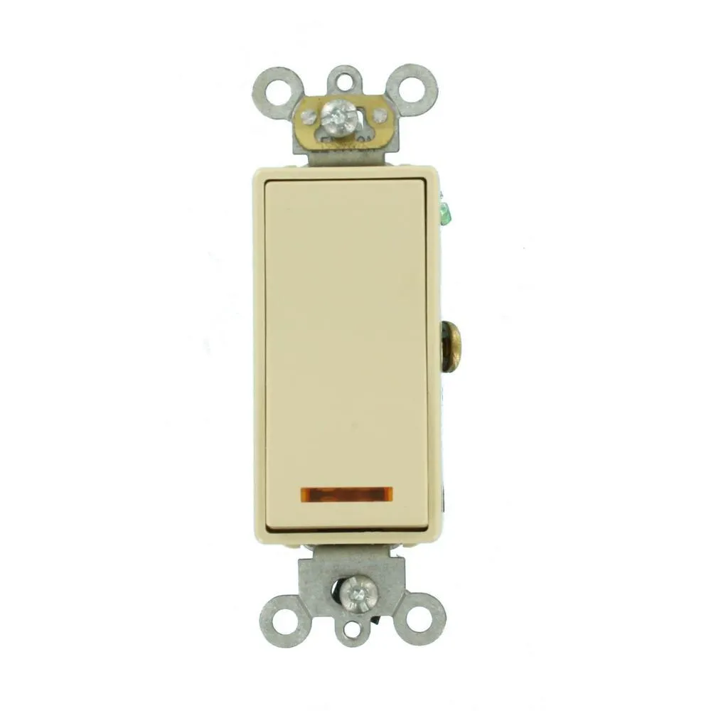 20 Amp Decora Plus Commercial Grade Single Pole Lighted Rocker Switch, White, photo 5 of 7