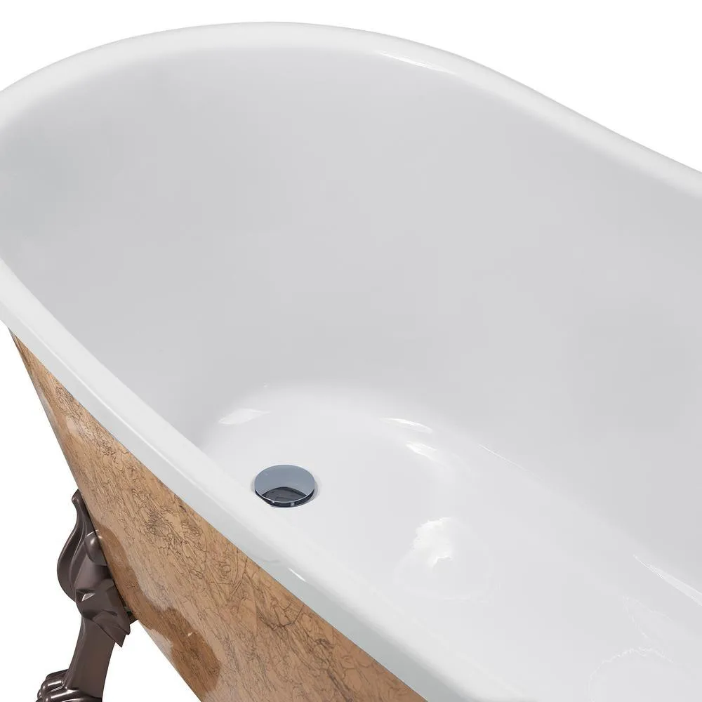 60 in. Acrylic Single Slipper Clawfoot Non-Whirlpool Bathtub in Glossy Gold Foil, photo 4 of 7