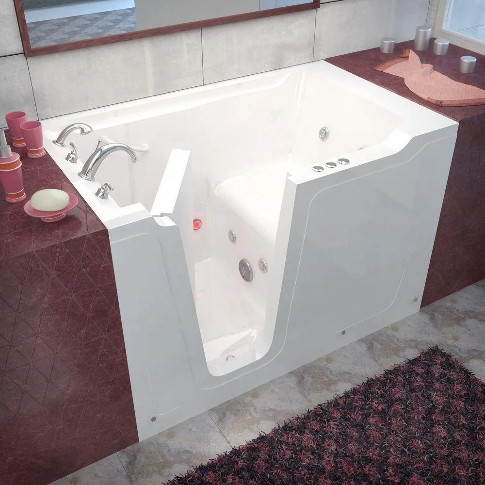 Rampart Nova Heated 5 ft. Walk-in Whirlpool Bathtub with 6 in. Tile Easy Up Adhesive Wall Surround in White, photo 6 of 11