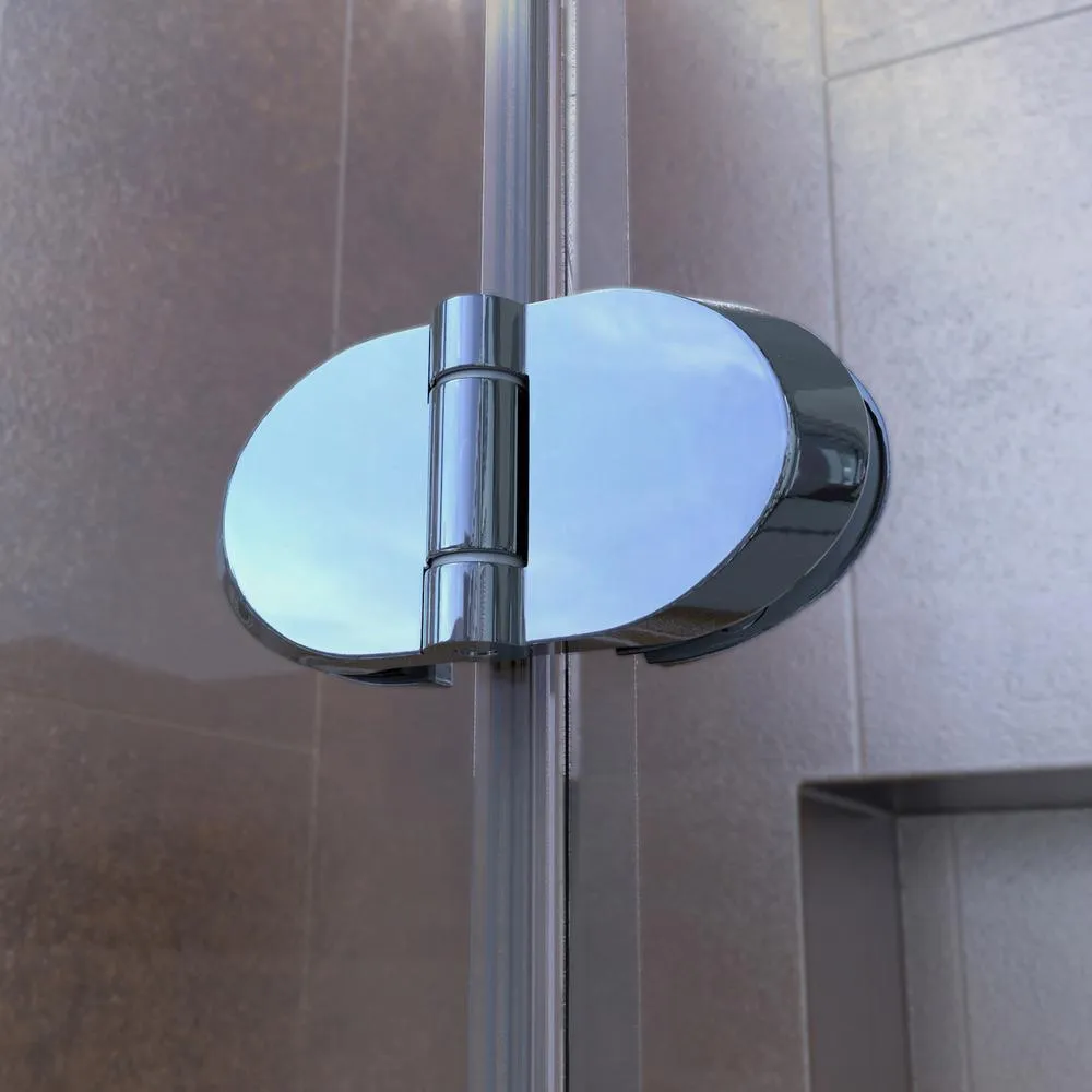DreamLine Aqua Fold 36 in. D x 36 in. W x 76 3/4 in. H Frameless Shower Door with Base and Backwalls, photo 10 of 13