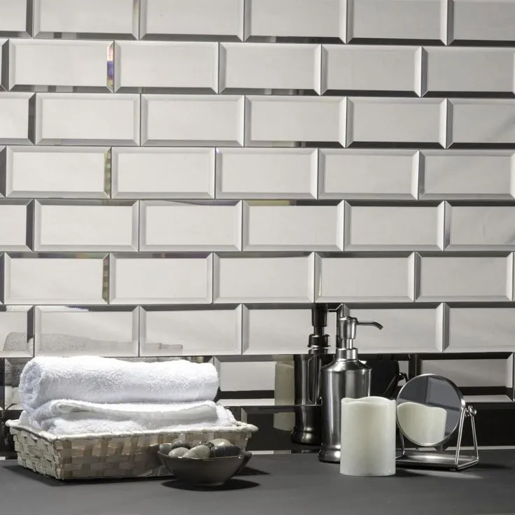 ABOLOS Reflections Silver Straight Edge 3 in. x 12 in. Glass Mirror Subway Wall Tile (14 sq. ft. / case), photo 2 of 5