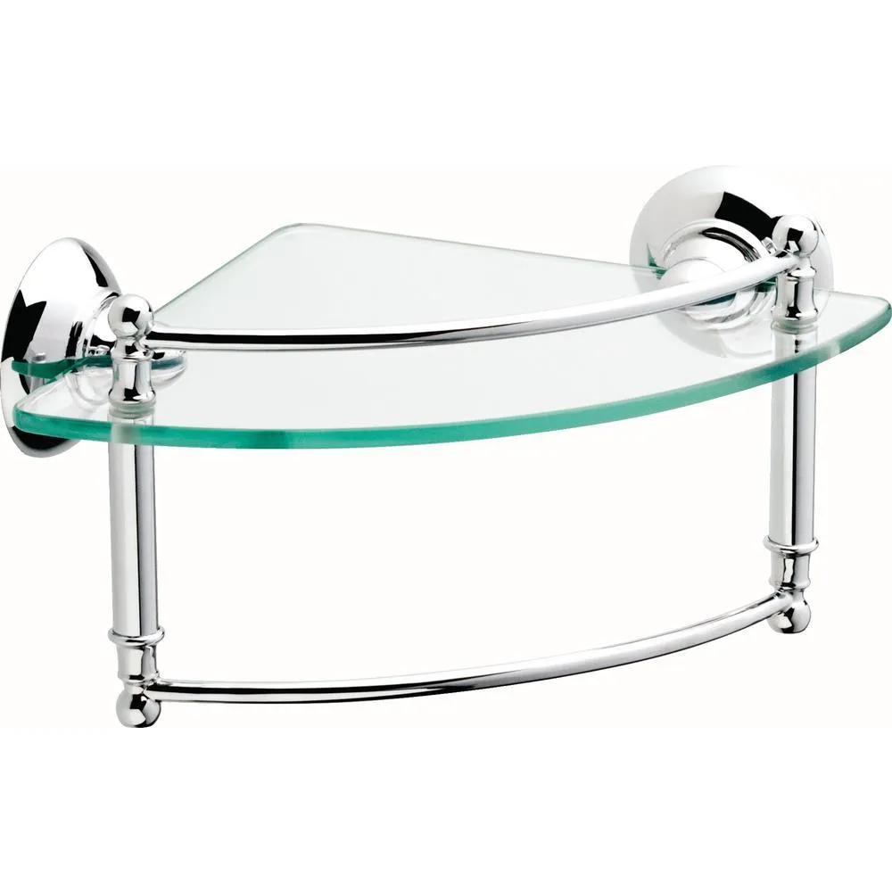 Delta 8 in. W Glass Corner Shelf with Hand Towel Bar in Brushed Nickel, photo 7 of 8