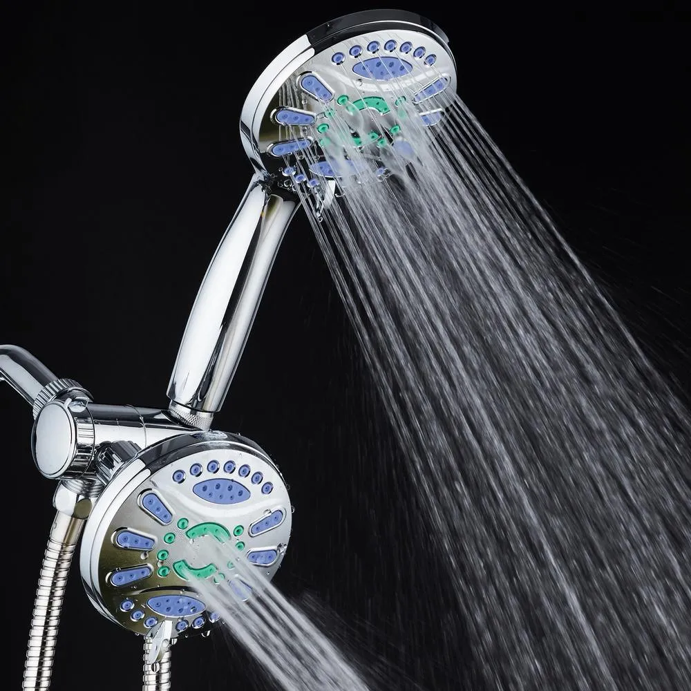 Antimicrobial 48-Spray 4.3 in. High Pressure 3-Way Dual Shower Head and Handheld Shower Head Combo in Chrome, photo 6 of 9